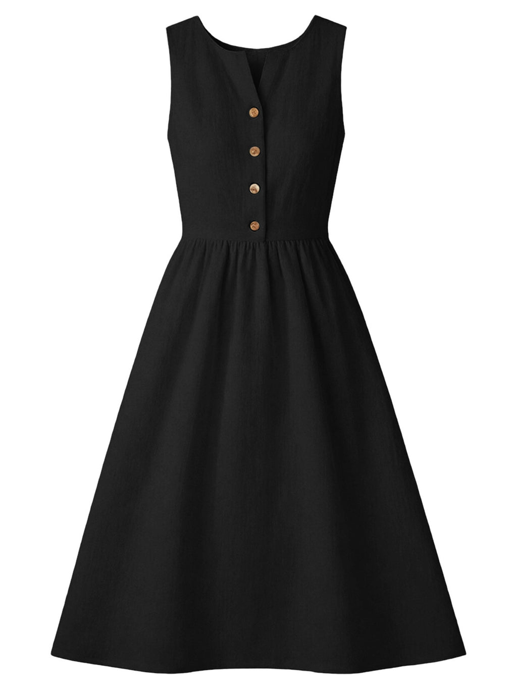 Sleeveless Button Front Flowy Midi Dress