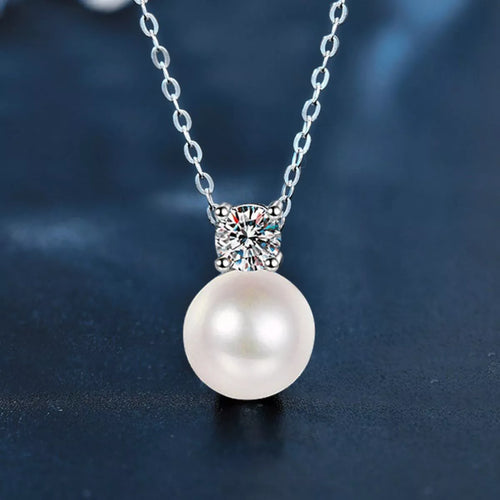 .925 STERLING SILVER MOISSANITE PEARL NECKLACE Necklace