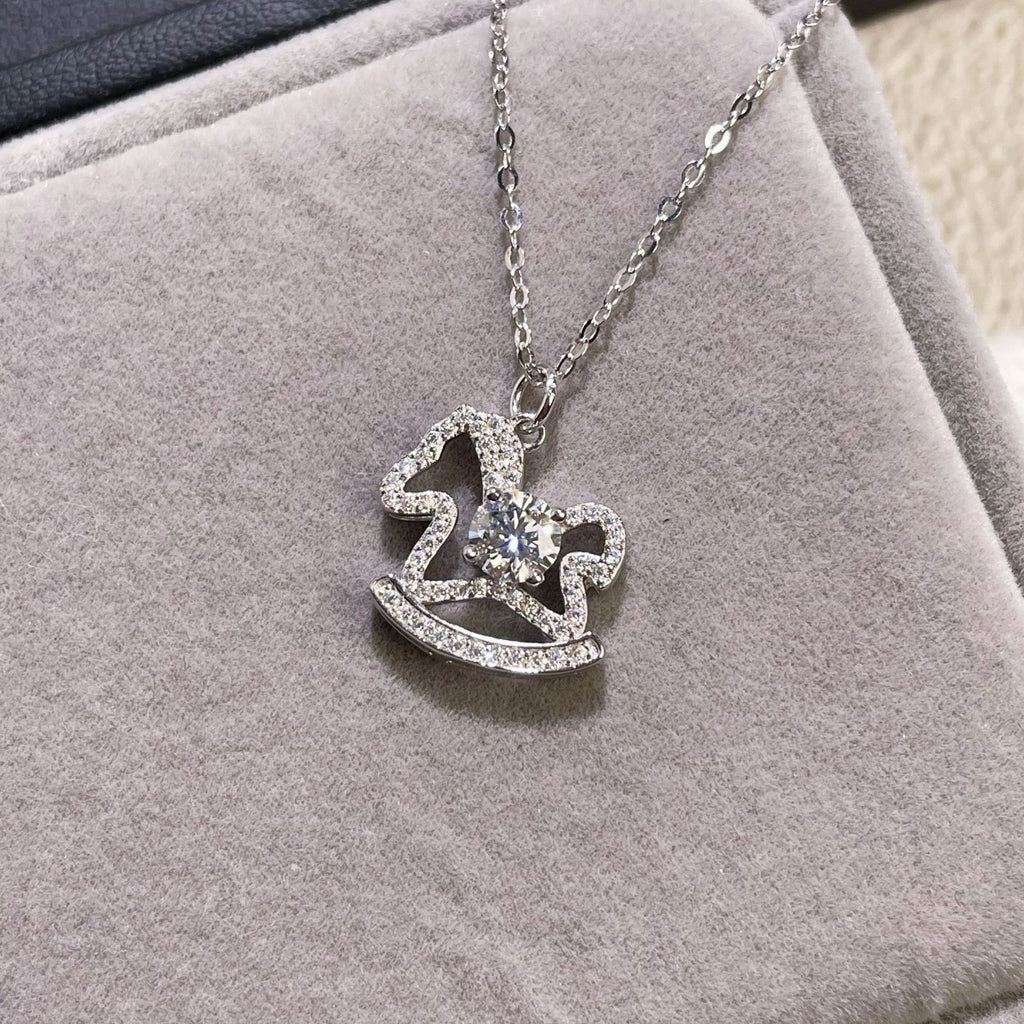 MOISSANITE .925 STERLING SILVER ROCKING HORSE NECKLACE Necklace