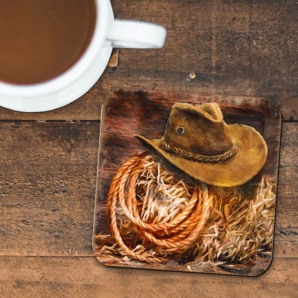 Cowboy Hat Wooden Cork Coasters Gift Set of 4 by Nature Wonders - Nature Wildlife Decor - 95233C-S4 Coasters