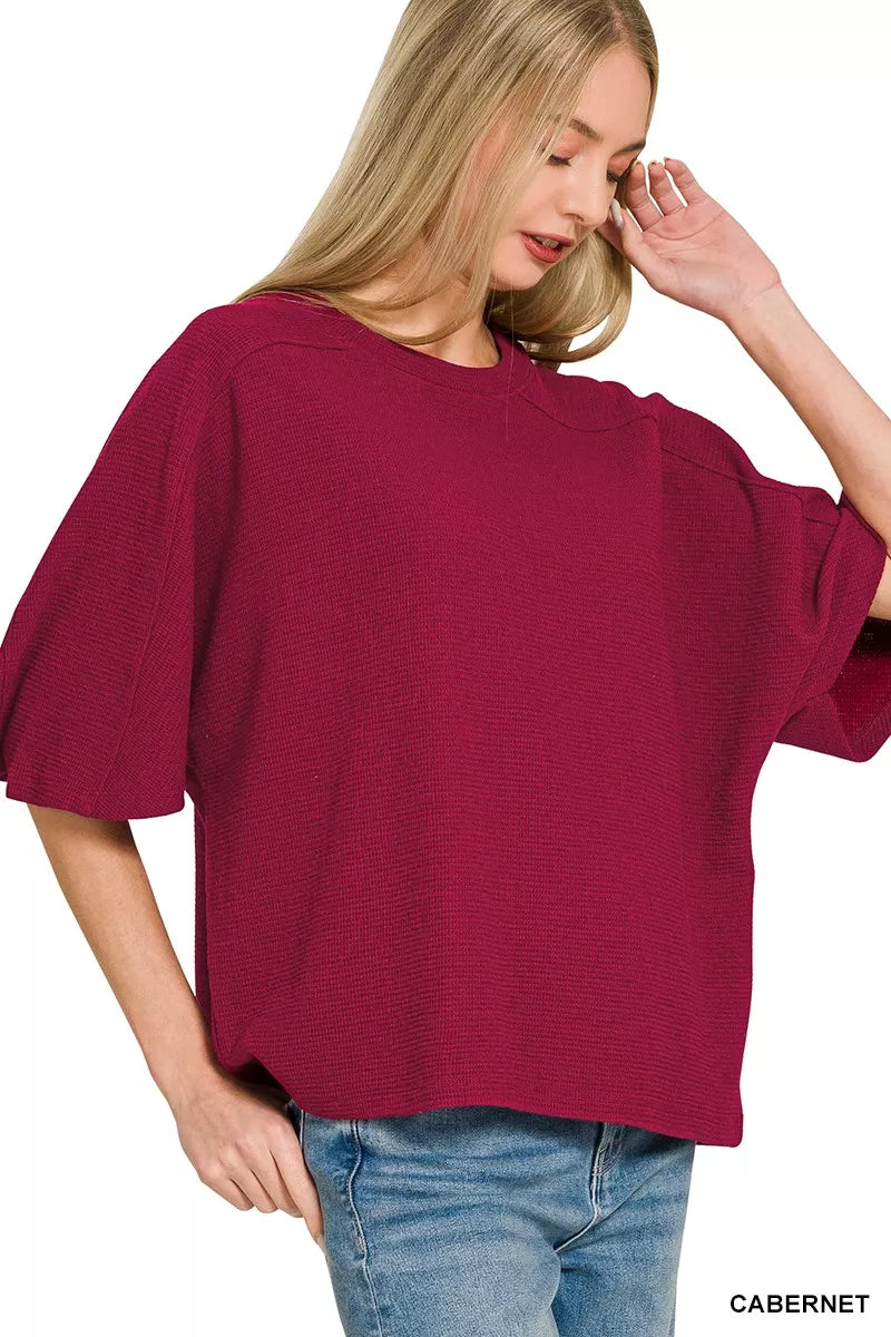ZENANA DOUBLE KNIT SHORT SLEEVE TOP Tops