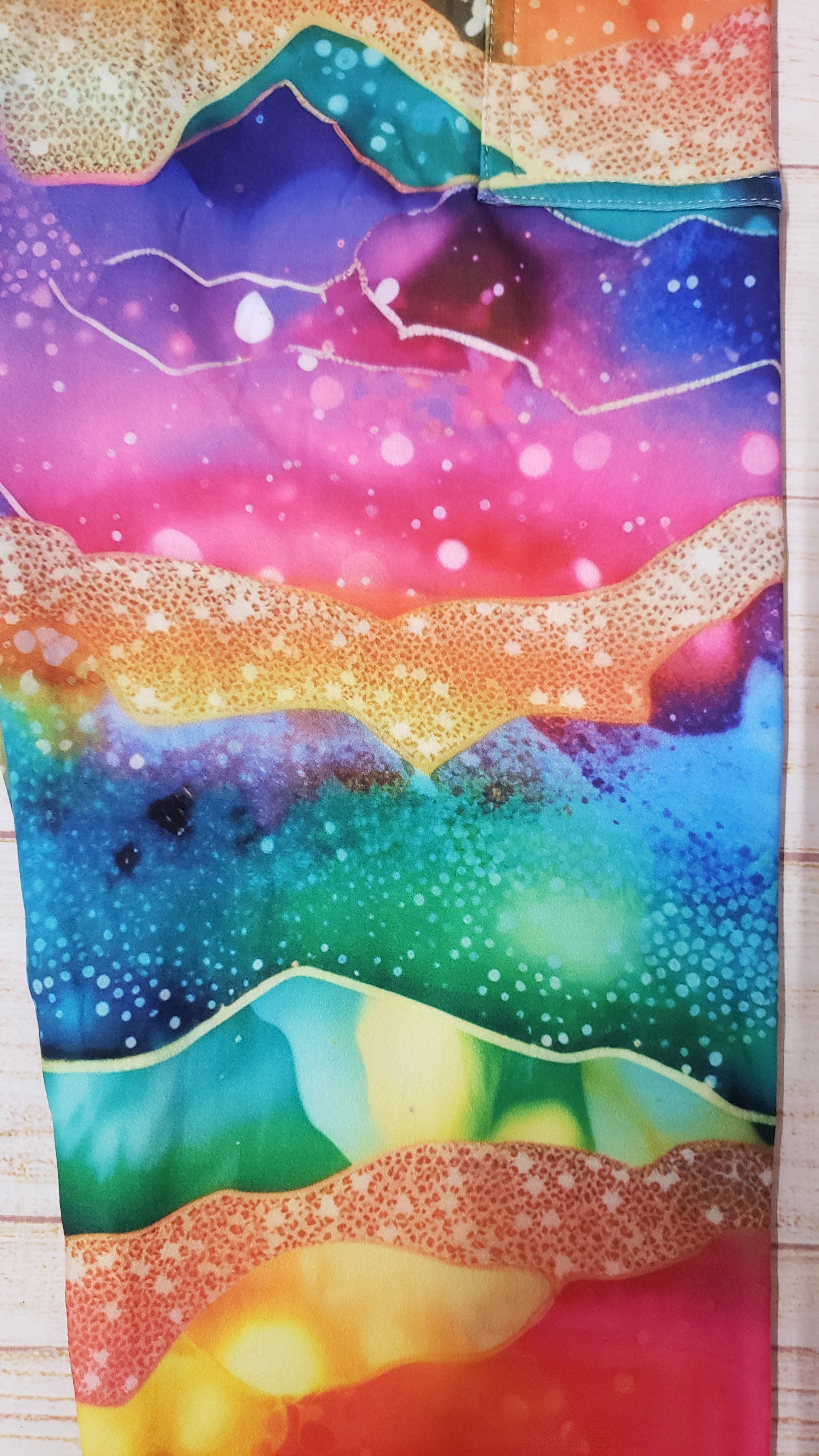 Full glitter rainbow agate capris, shorts and skorts with pockets