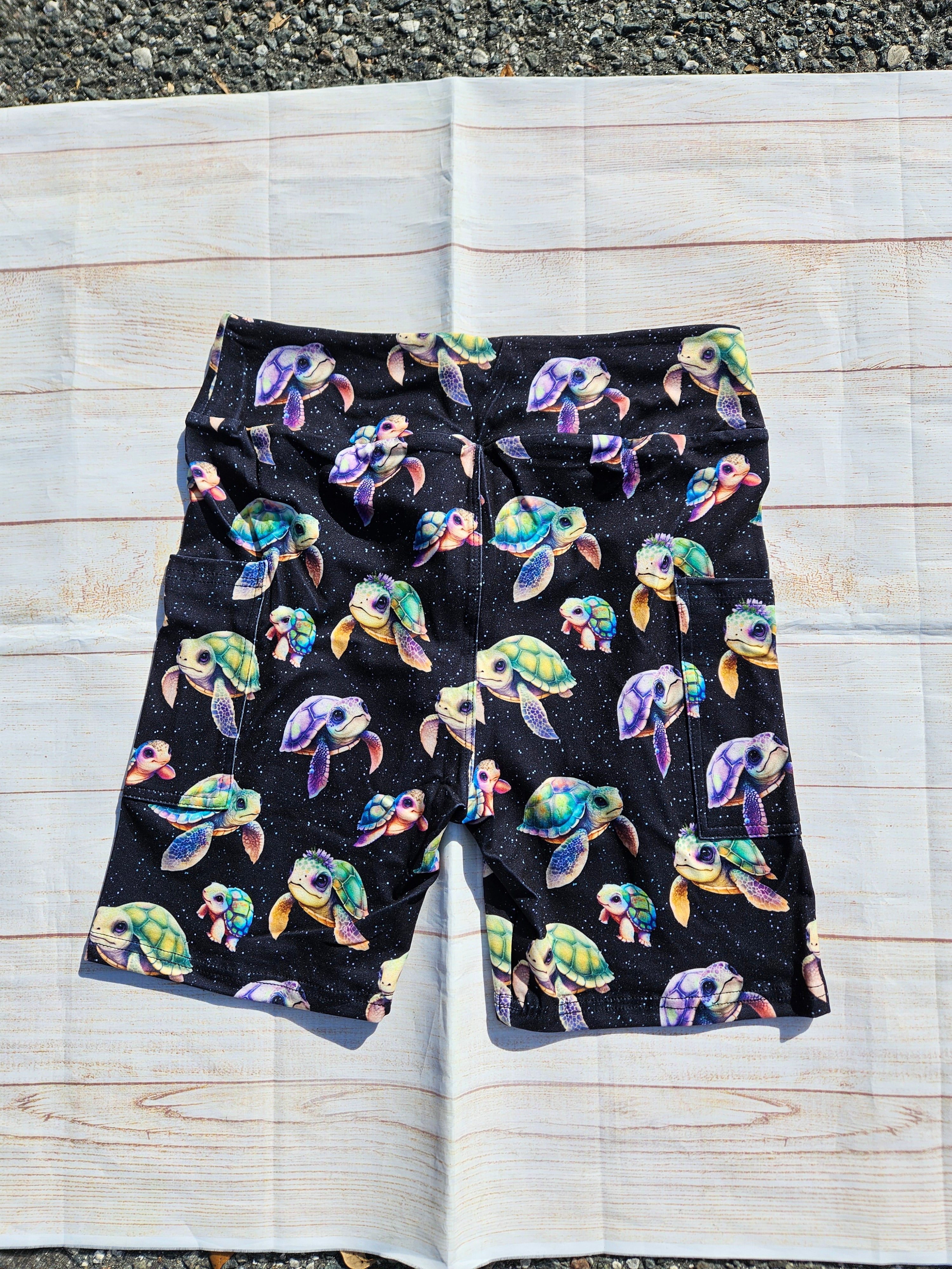 Cute Turtles bike shorts and skorts with pockets