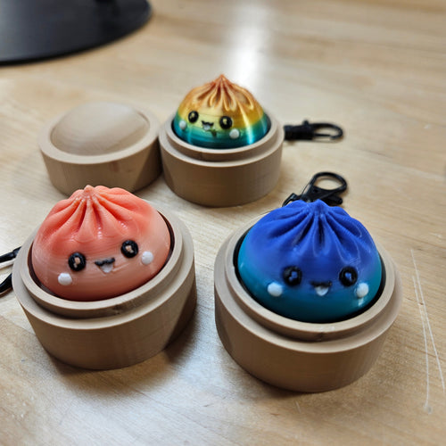 5 PACK MYSTERY FIDGET CLICKER DUMPLING KEYCHAINS- 3D PRINTED sensory toy