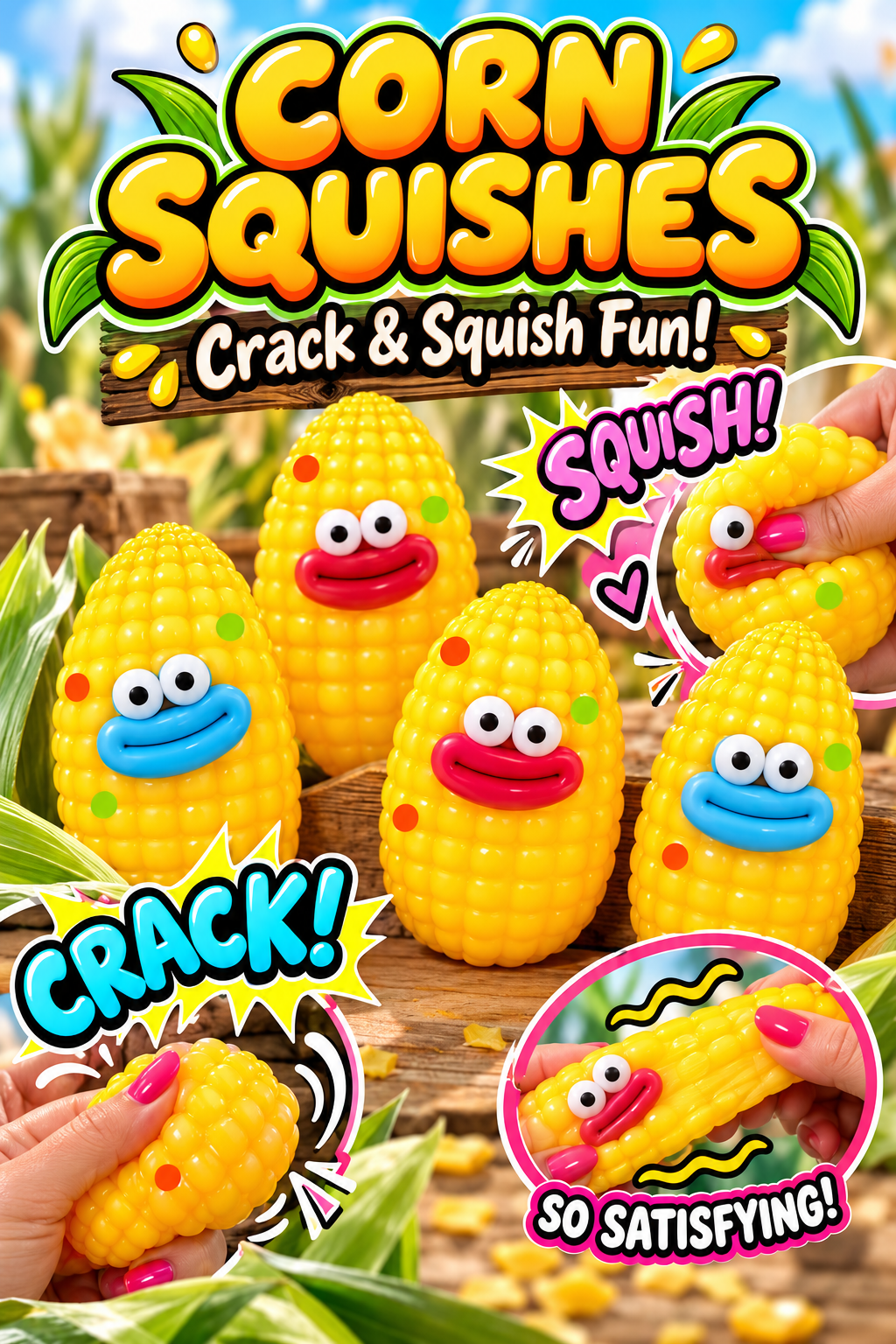 CORN CRACK & SQUISH SENSORY TOY | CUTE CORN FIDGET TOY sensory toy
