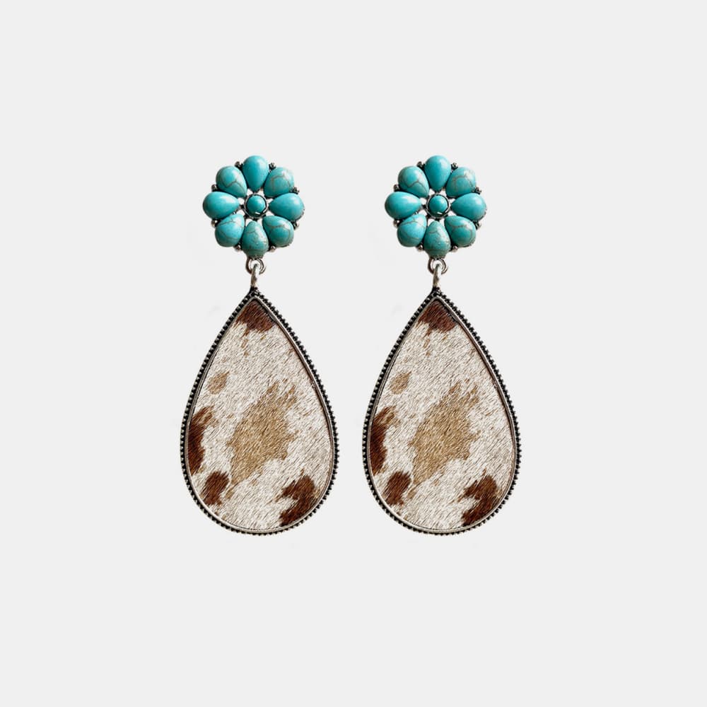 TURQUOISE FLORAL TEARDROP EARRINGS - DIFFERENT PATTERNS Earrings