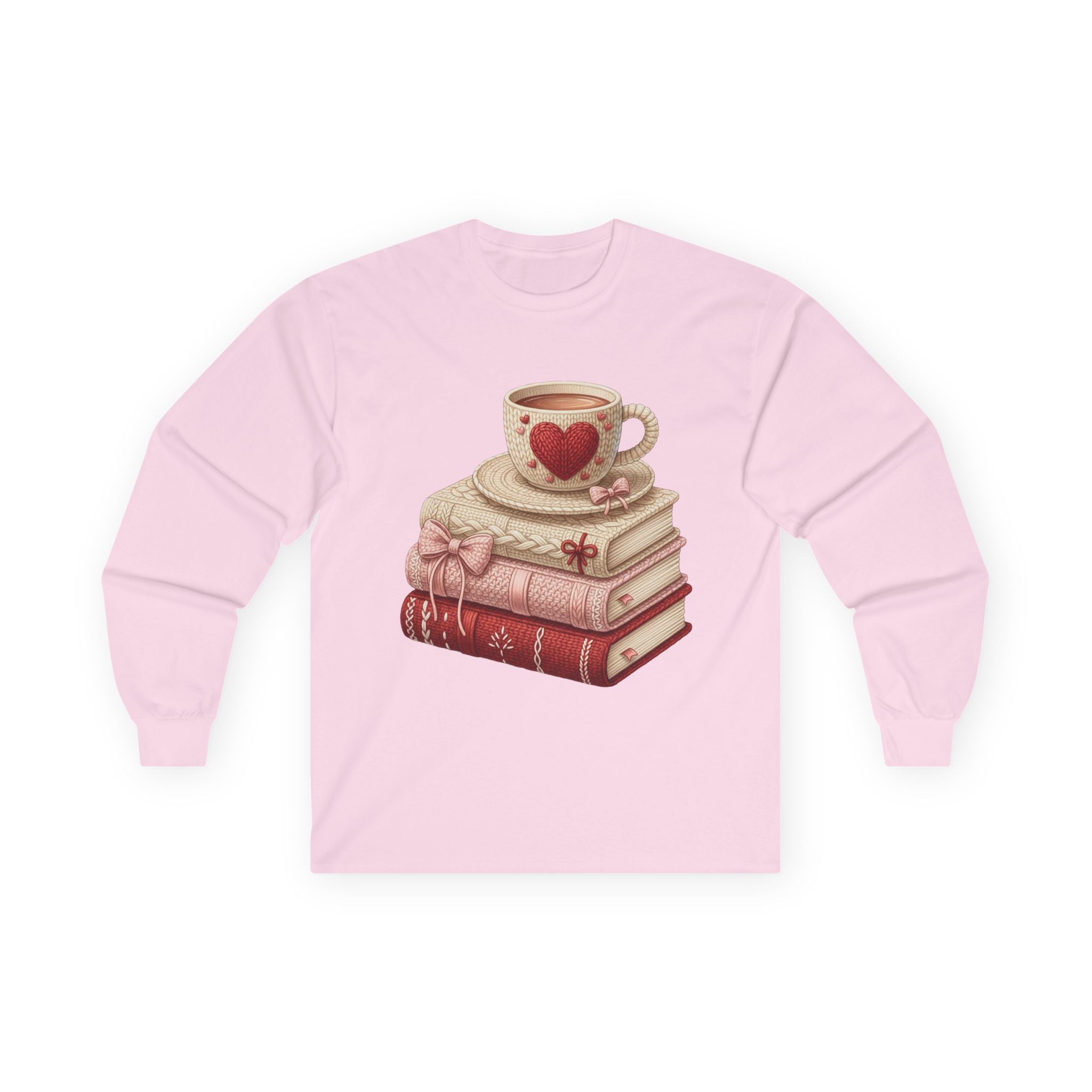 COZY BOOKS AND COFFEE LONG SLEEVE CUSTOM TEE Long-sleeve