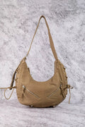 FAME LARGE LEATHER CRESCENT SHOULDER BAG Handbag