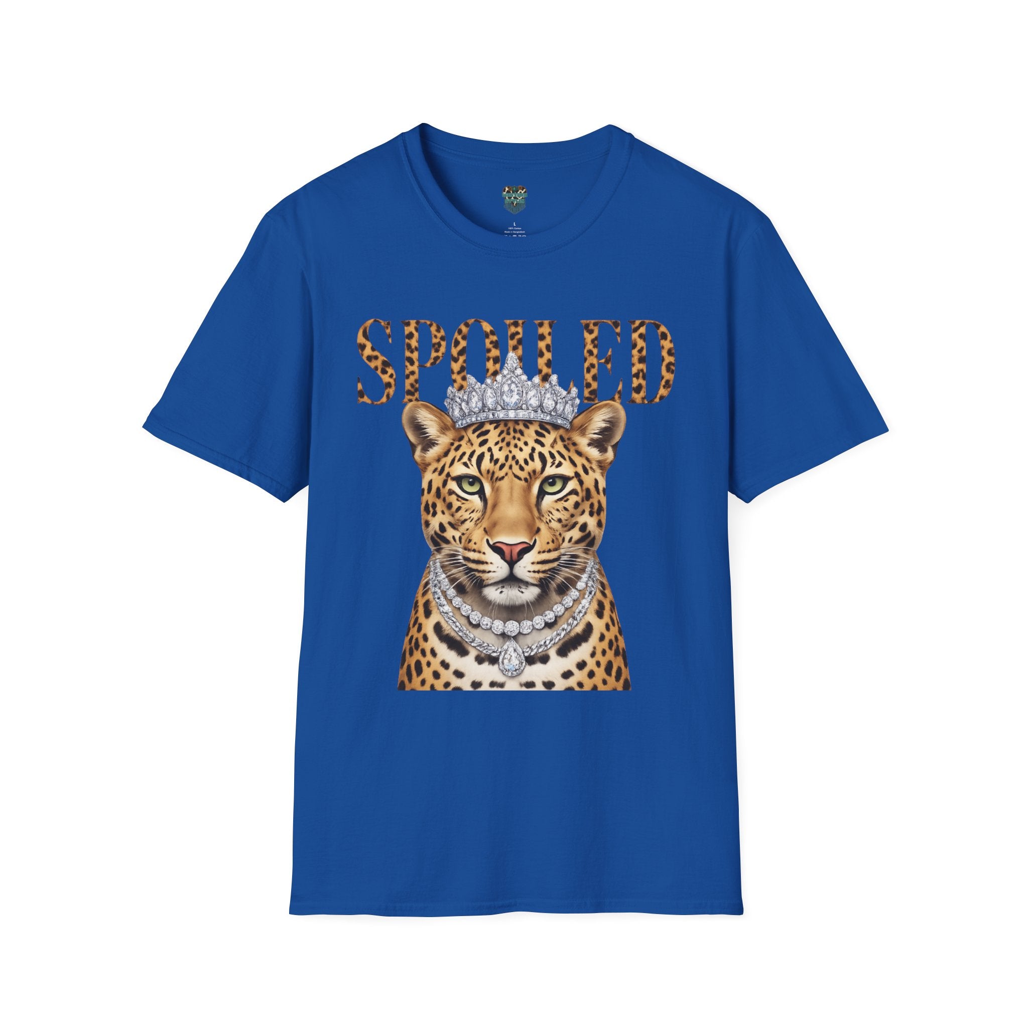 SPOILED LEOPARD T-SHIRT - LEOPARD PORTRAIT WITH CROWN AND JEWELRY GRAPHIC TEE T-Shirt