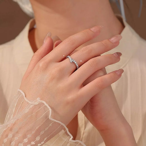 925 Sterling Silver Moissanite Geometric Ring