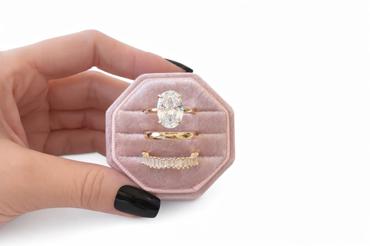 CHRISTINA 3-PIECE OVAL RING SET - GOLD ring
