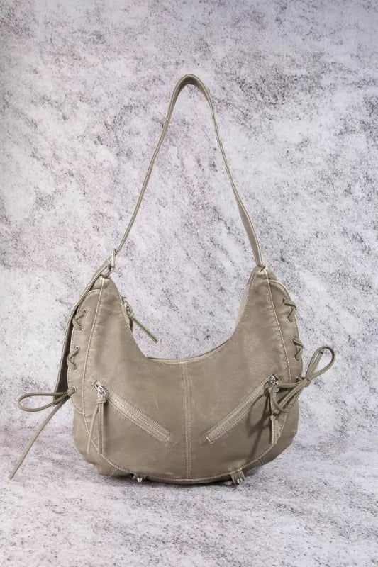 FAME LARGE LEATHER CRESCENT SHOULDER BAG Handbag