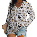 Baha Ranch Western Print Long Sleeve Top Fashion Top