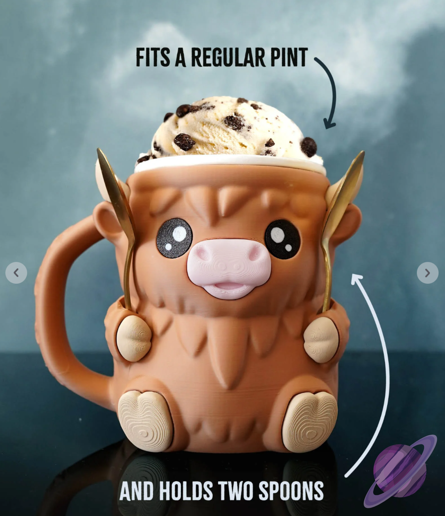 HIGHLAND COW- 3D PRINTED ICE CREAM PINT HOLDER
