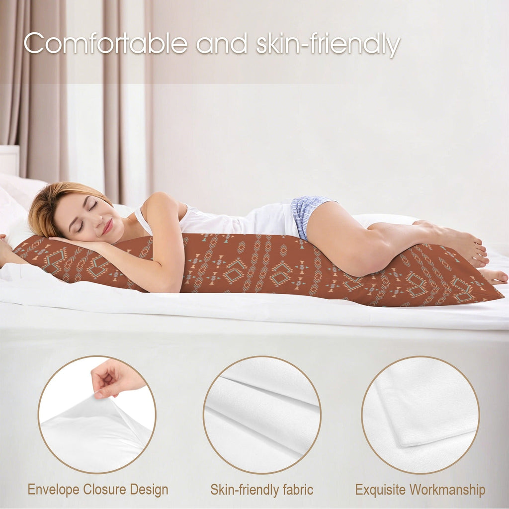 Baha Ranch Brown Aztec Body Pillow Cover Made in America Pillow Case