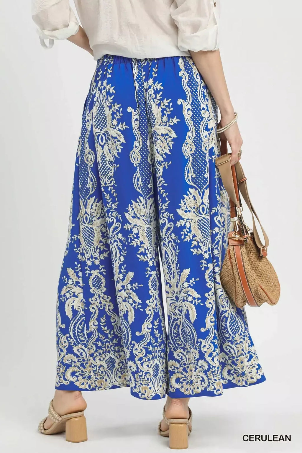 UMGEE BORDER PRINT WIDE LEG PANTS Pants