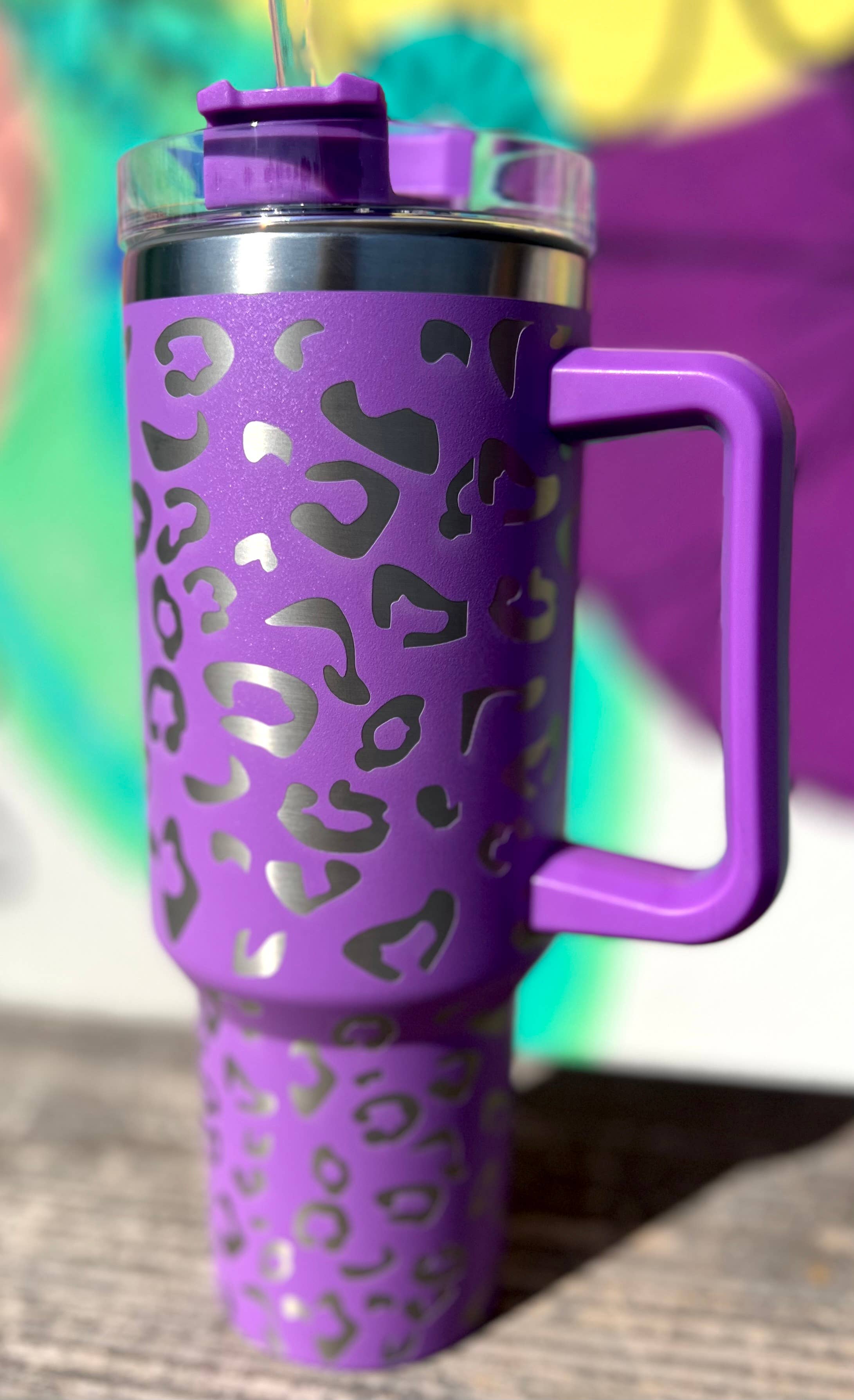 PURPLE LEOPARD 40OZ TUMBLER
