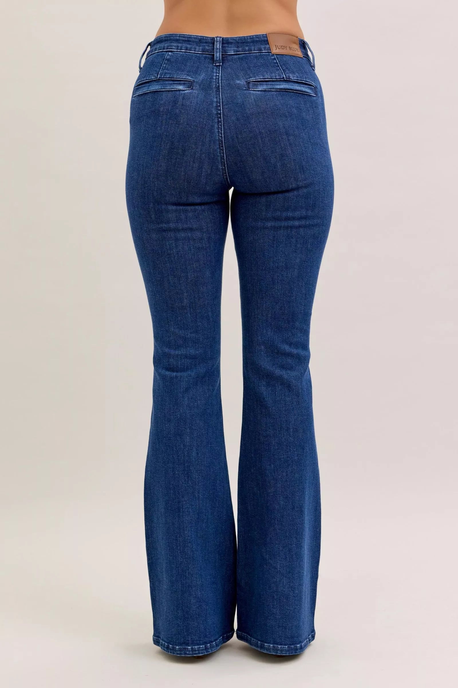Judy Blue High Waist Flare Jeans with Front Patch Pockets Denim
