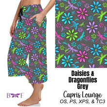 Load image into Gallery viewer, Daisies &amp; Dragonflies Grey Capris and shorts
