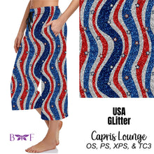 Load image into Gallery viewer, USA Glitter Capris, and shorts
