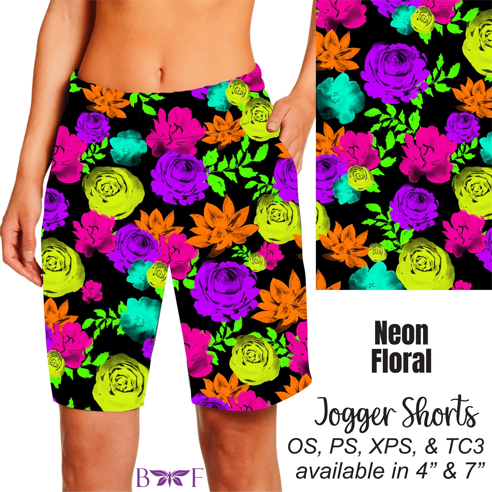 Neon Floral skorts and capris with pockets