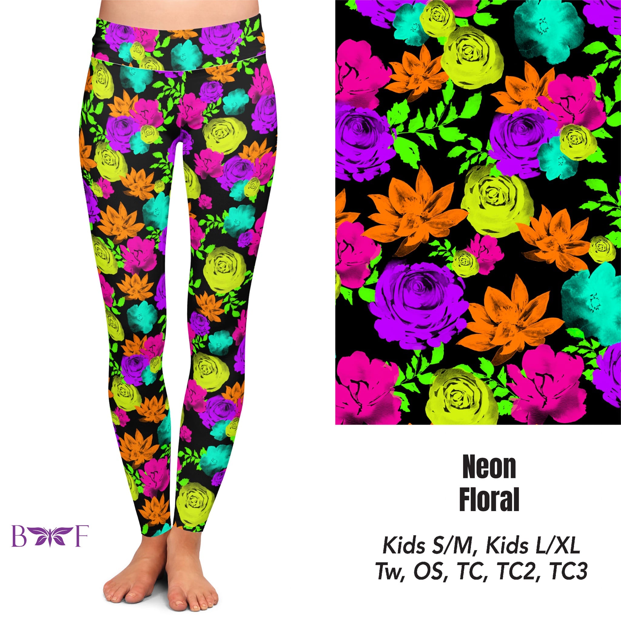 Neon Floral skorts and capris with pockets