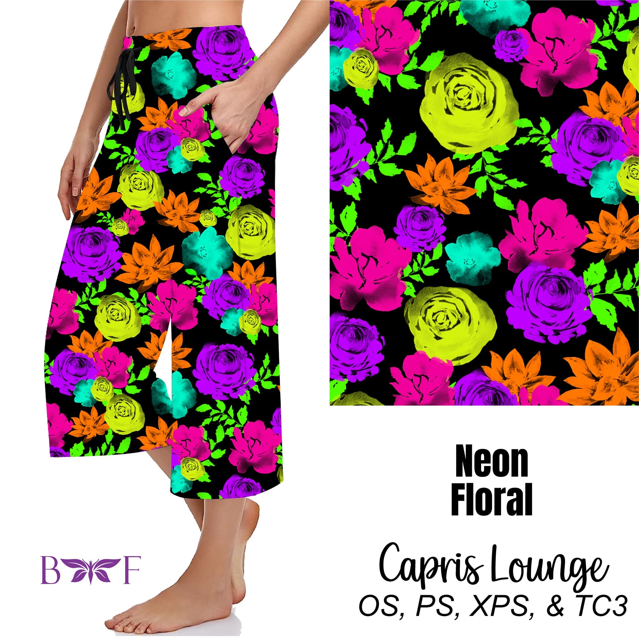 Neon Floral skorts and capris with pockets