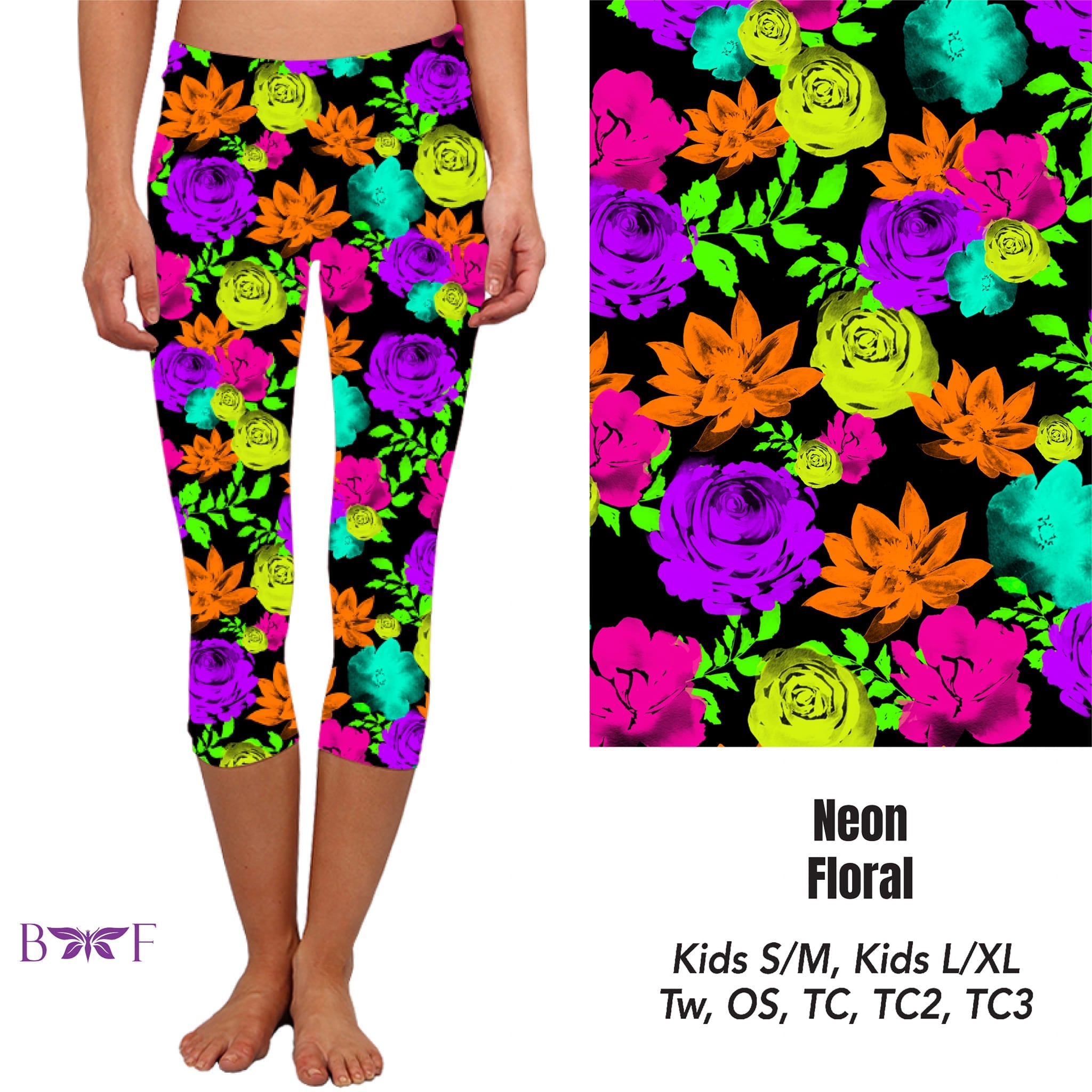 Neon Floral skorts and capris with pockets