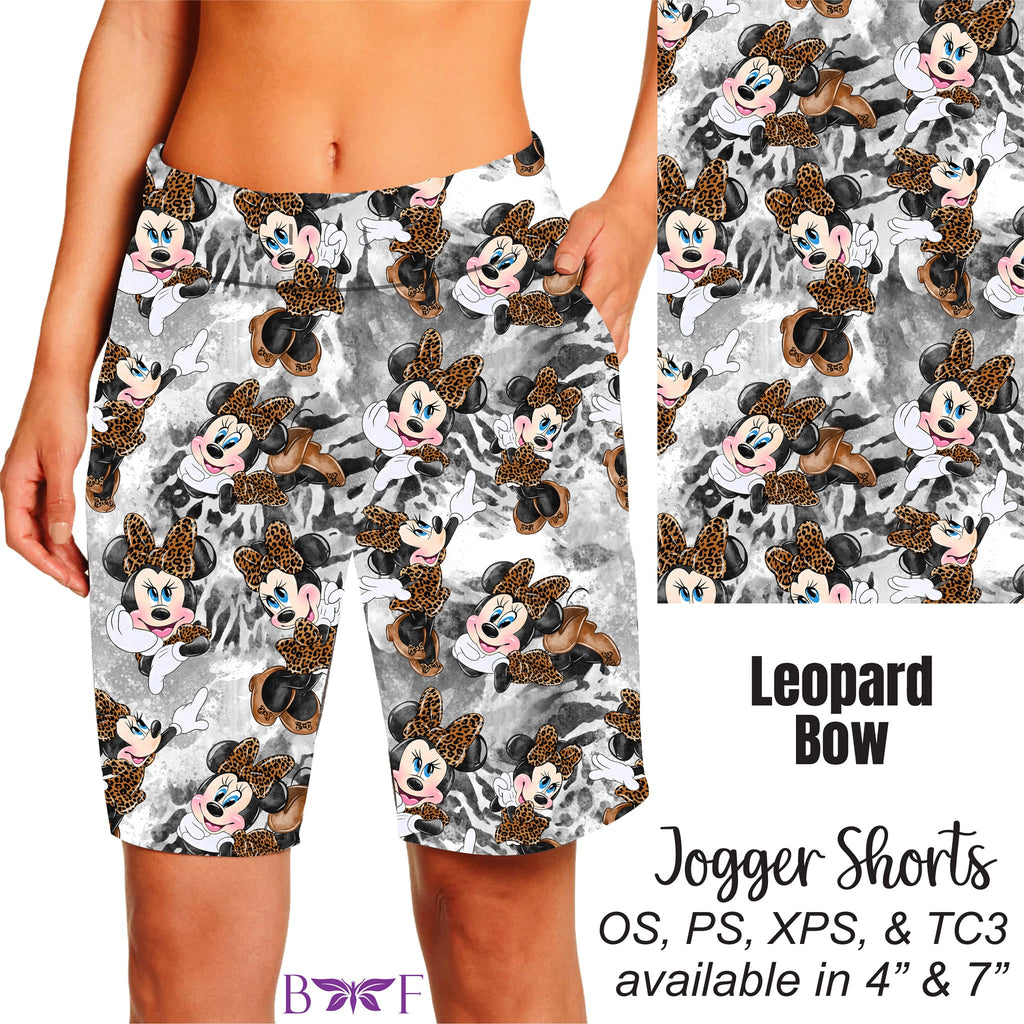 Leopard Bow leggings, capris, skorts and biker shorts with pockets