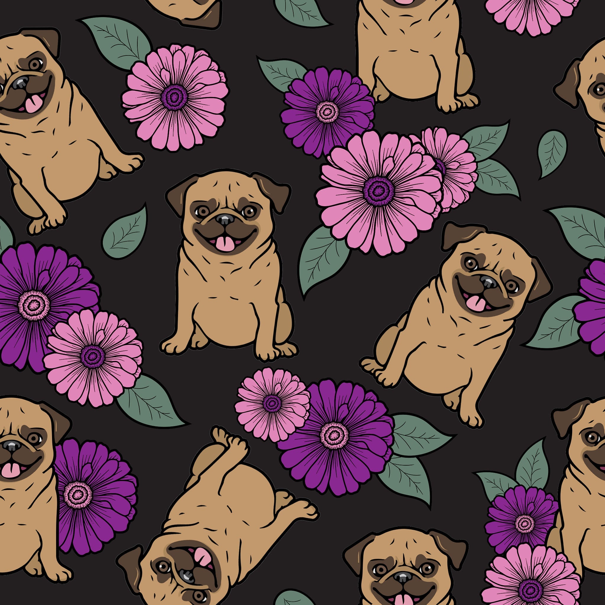 Spring Pugs Black leggings and capris