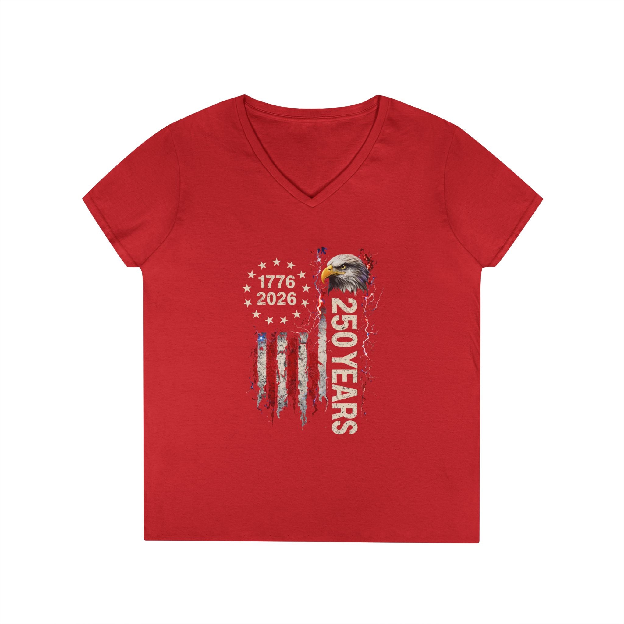 PATRIOTIC 250 YEARS TEE - 1776 TO 2025 EAGLE AMERICAN FLAG VNECK GRAPHIC TEE T-Shirt