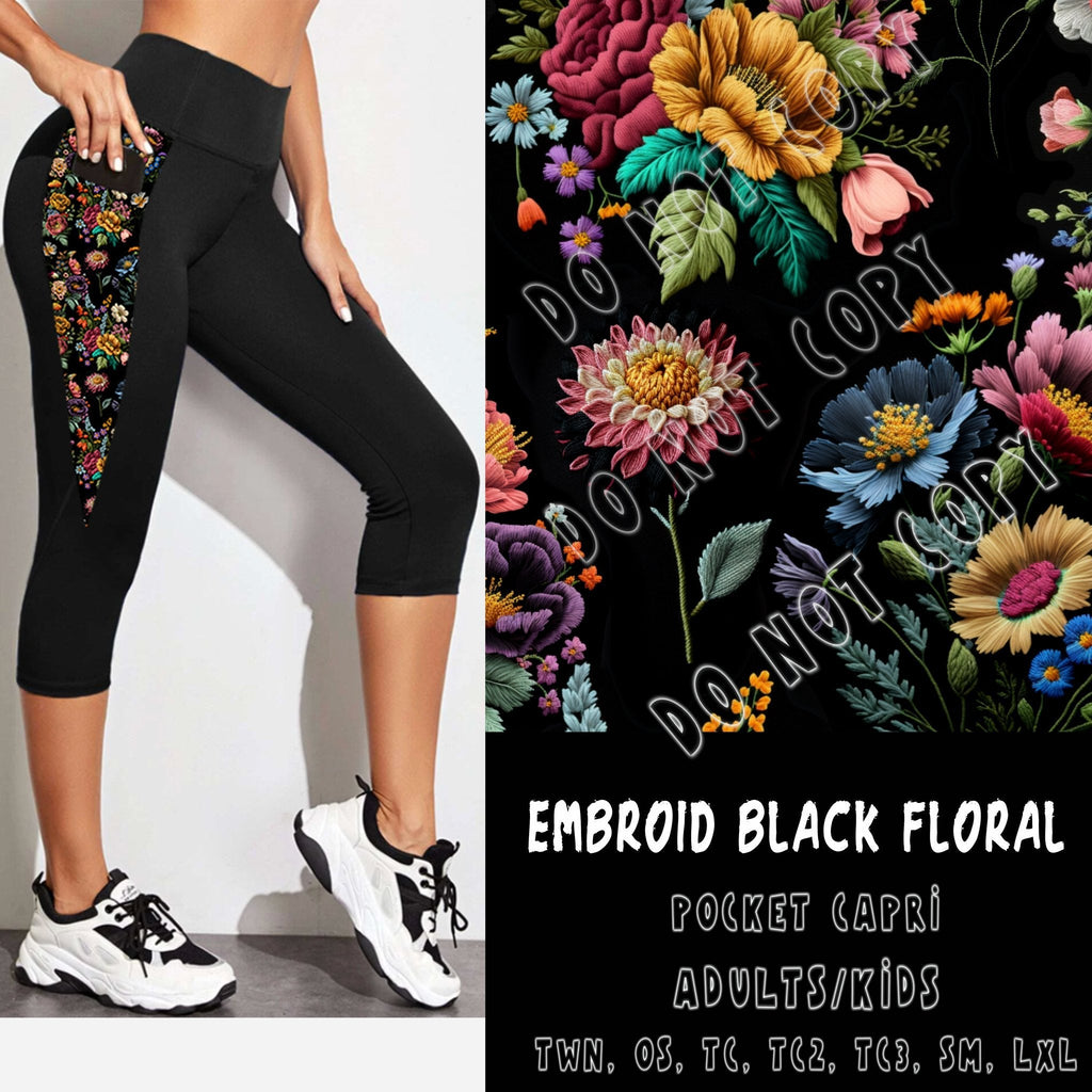 EMBROID BLACK FLORAL-CAPRI capri