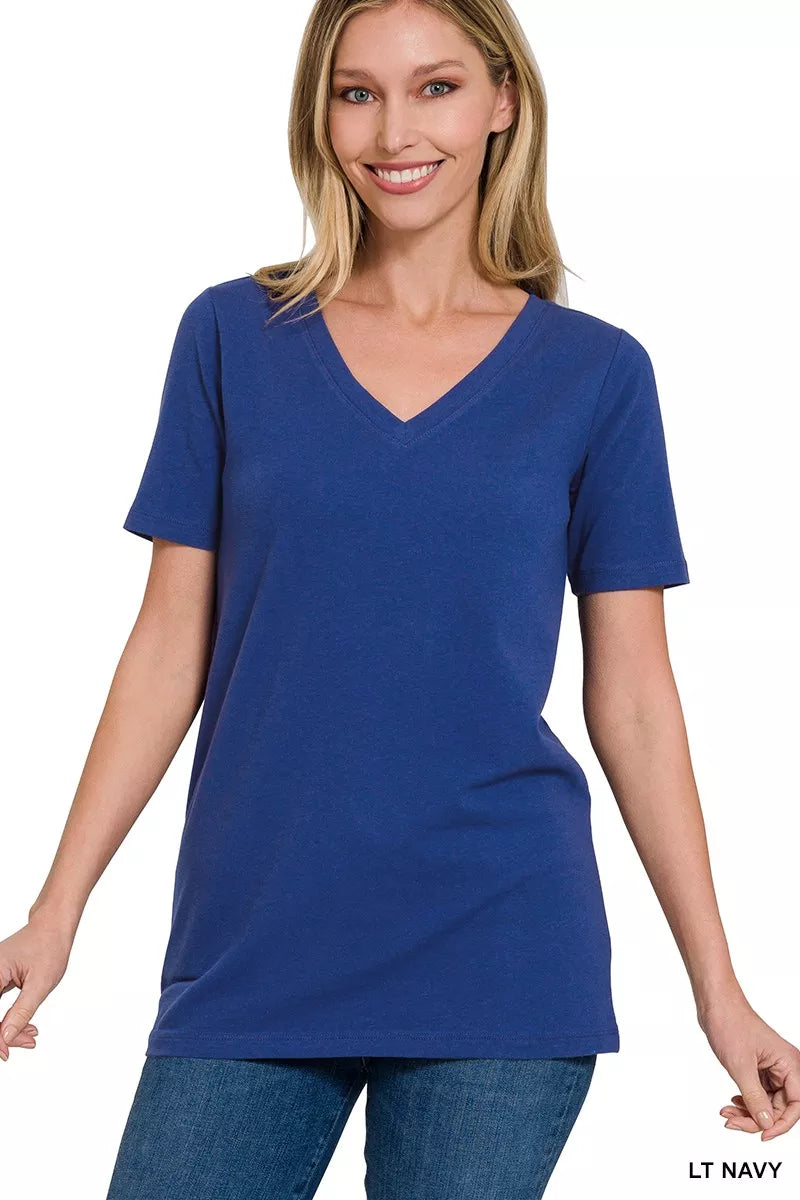 ZENANA V-NECK SHORT SLEEVE T-SHIRT Tops