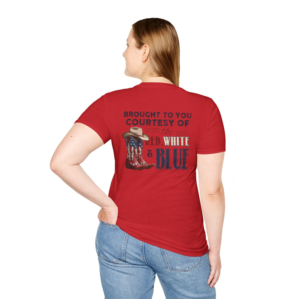 CUSTOM TSHIRT - "WE'LL PUT A BOOT IN YOUR ASS" AMERICAN FLAG COWBOY BOOTS PATRIOTIC TEE - FRONT AND BACK DESIGN T-Shirt