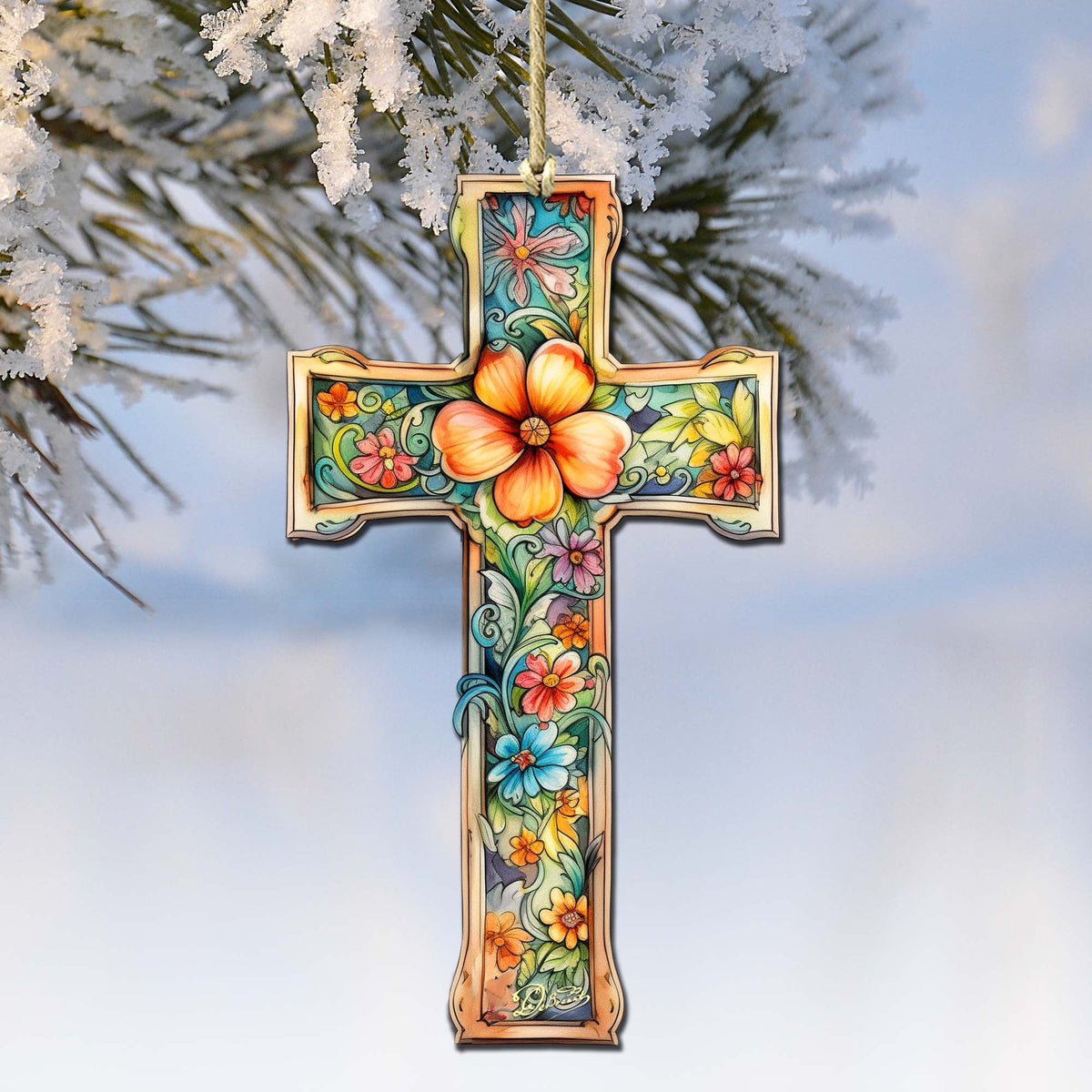 BLOSSOM CROSS WOODEN ORNAMENTS | HANDCRAFTED KEEPSAKES MADE IN THE USA Wooden Ornaments