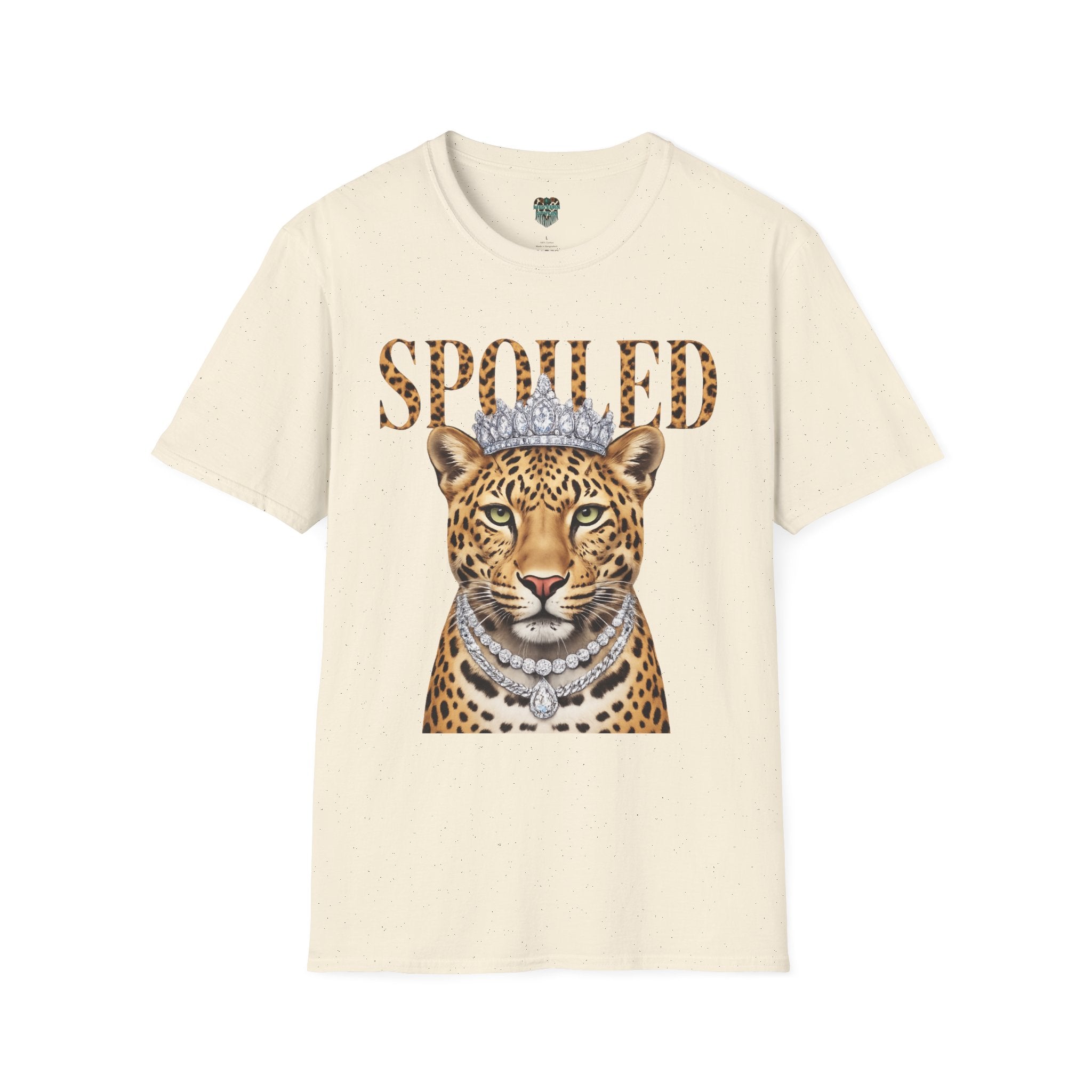 SPOILED LEOPARD T-SHIRT - LEOPARD PORTRAIT WITH CROWN AND JEWELRY GRAPHIC TEE T-Shirt