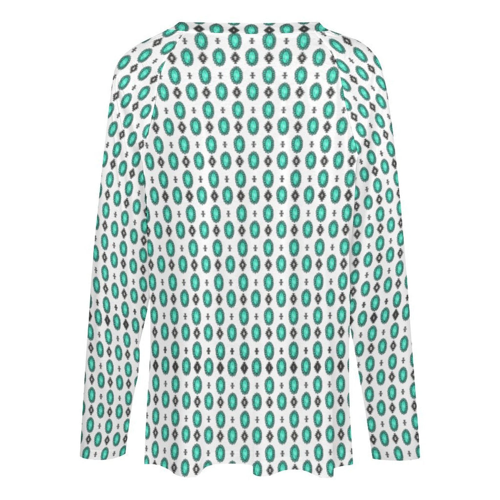 RANCH TURQUOISE CONCHO LONG SLEEVE TOP Fashion Top