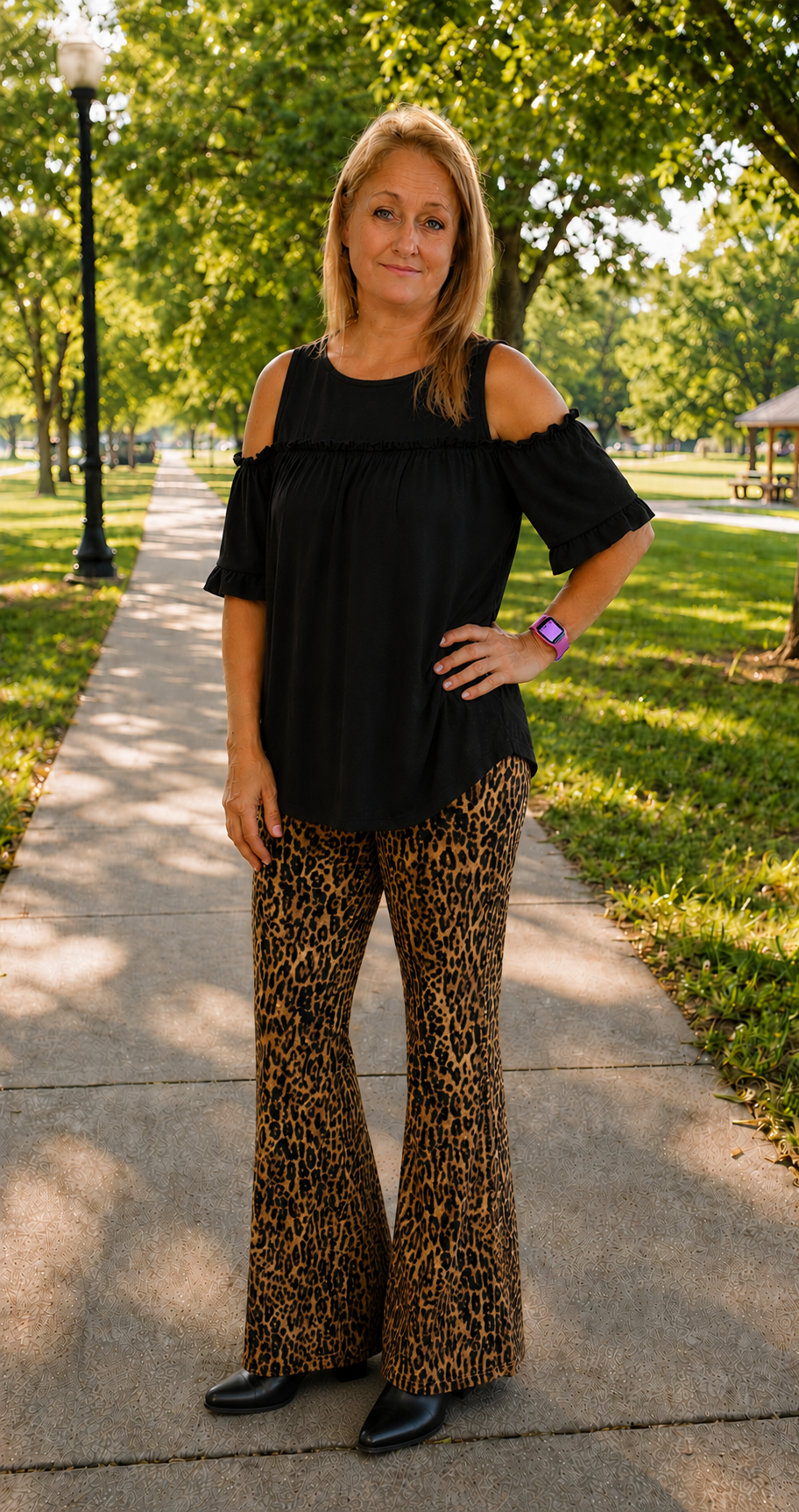 JUDY BLUE MR. JACQUELINE FLARE PRINT LEOPARD JEANS Judy Blue Denim