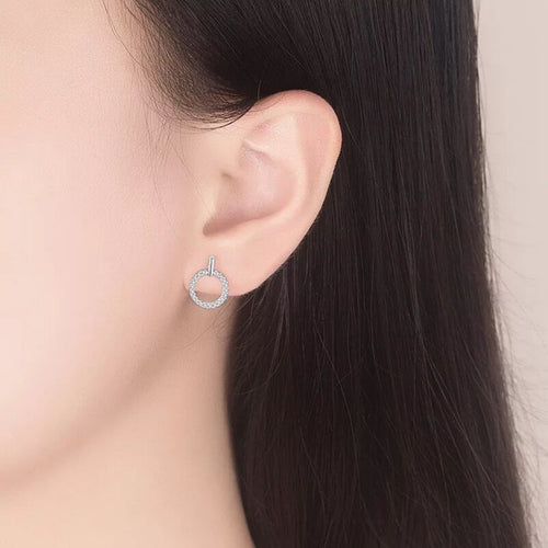 925 Sterling Silver Rhinestone Circle Stud Earrings Earrings
