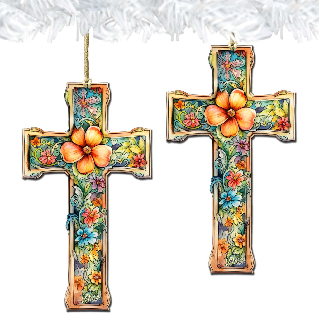 BLOSSOM CROSS WOODEN ORNAMENTS | HANDCRAFTED KEEPSAKES MADE IN THE USA Wooden Ornaments