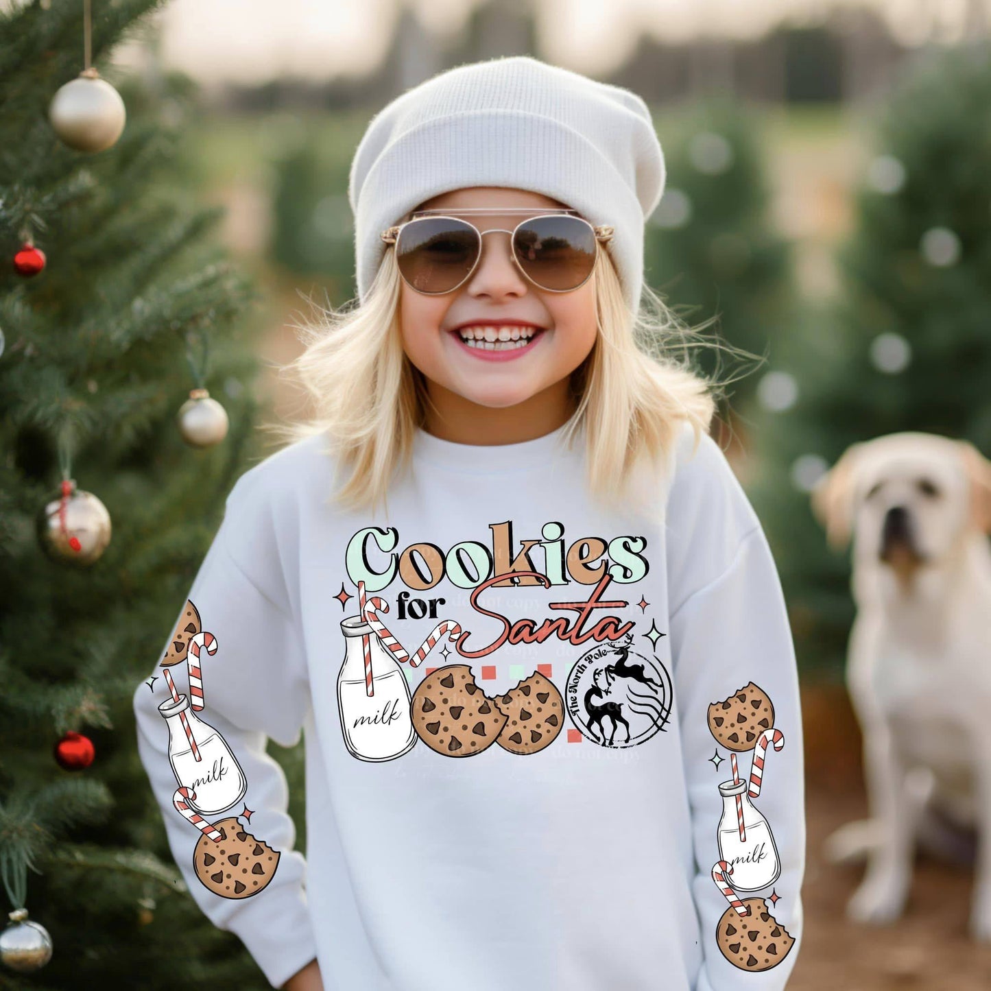 COOKIES FOR SANTA SWEATSHIRT W/ SLEEVE PRINT