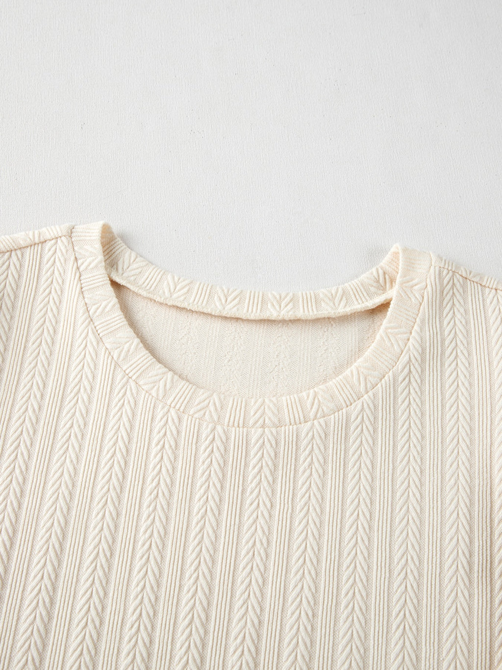 Textured Knit Round Neck Blouse