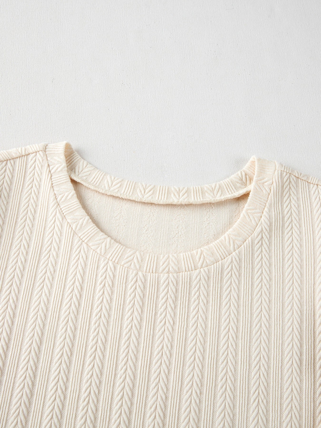 Textured Knit Round Neck Blouse