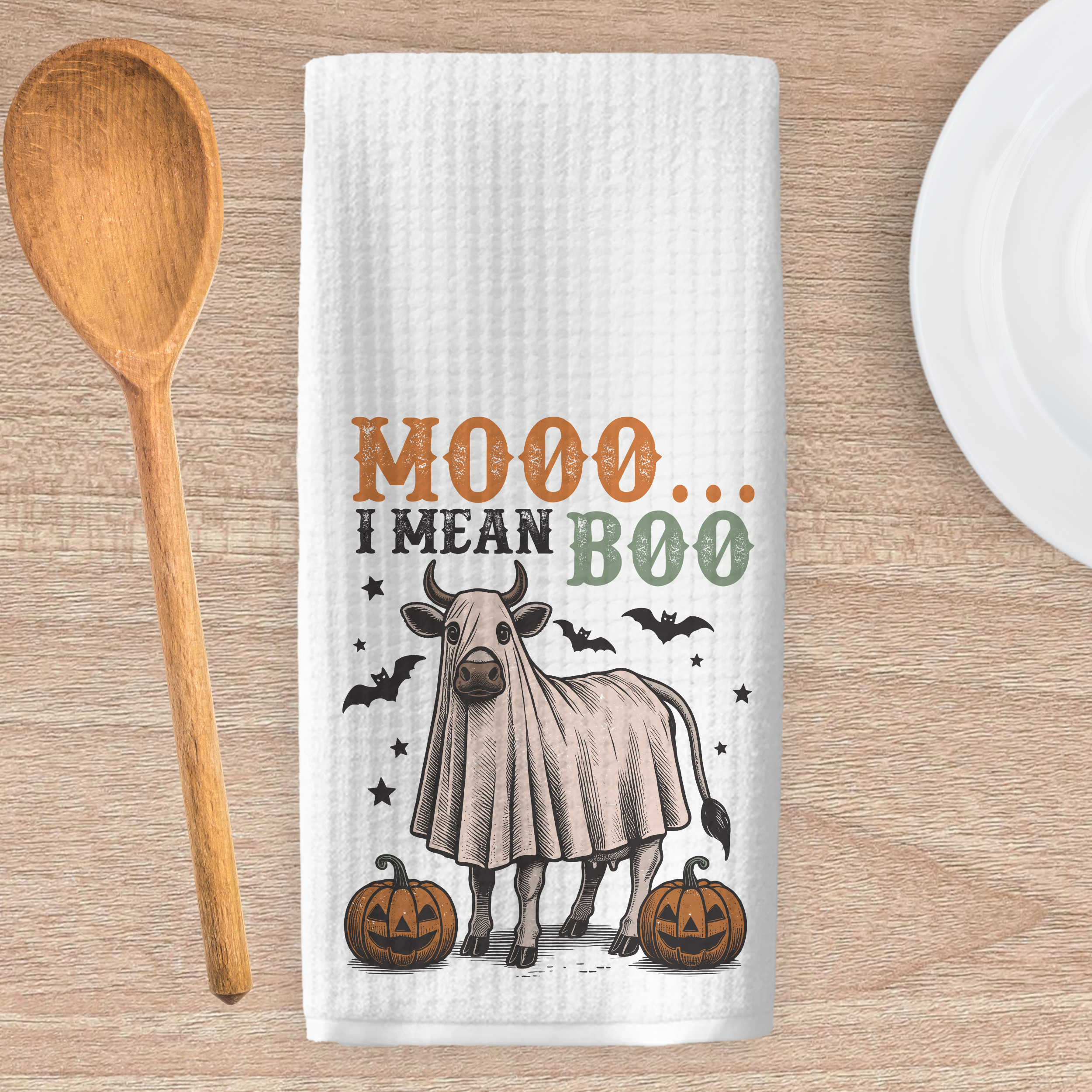 MOOOO I MEAN BOO KITCHEN TEA TOWEL
