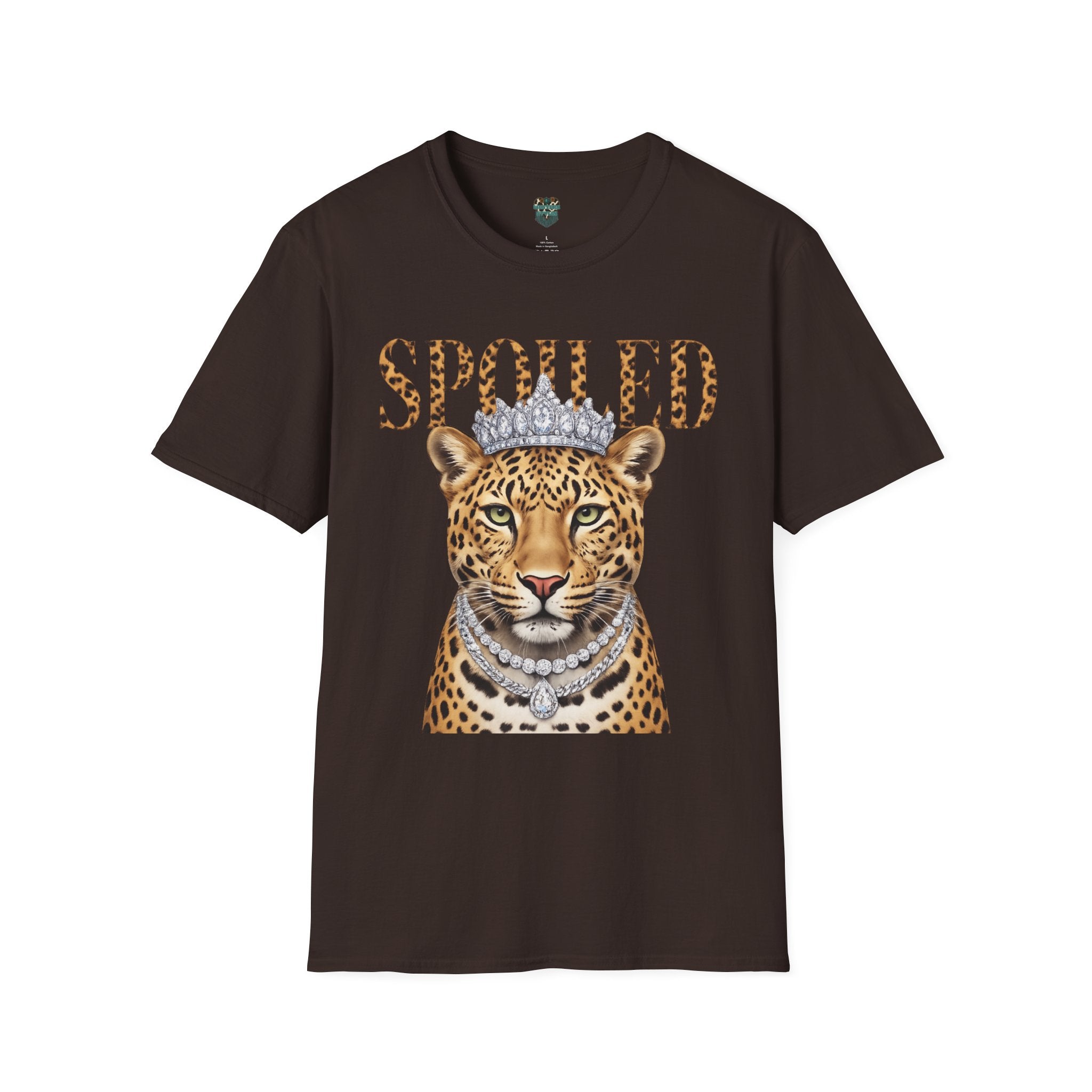 SPOILED LEOPARD T-SHIRT - LEOPARD PORTRAIT WITH CROWN AND JEWELRY GRAPHIC TEE T-Shirt