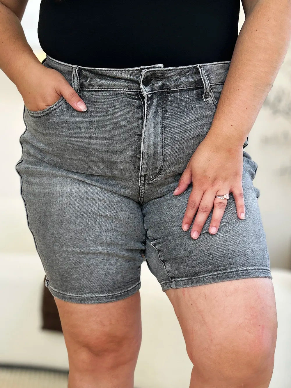 JUDY BLUE HIGH WAIST WASHED DENIM SHORTS Judy Blue Denim