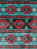 Teal & Red Southwest Concho King Size Super Plush Blanket