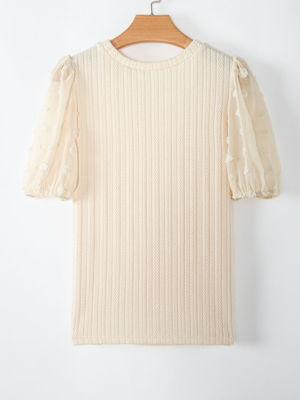 Textured Knit Round Neck Blouse