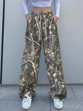 RELAXED FIT CAMO PRINT DRAWSTRING WAIST PANTS Pants