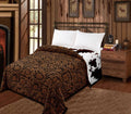 BROWN FLORAL AND COW PRINT REVERSIBLE OVERSIZED KING BLANKET Blanket